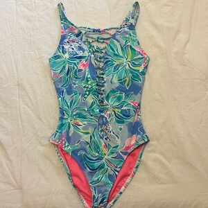 Lilly Pulitzer Tropical Blue and Pink One Piece